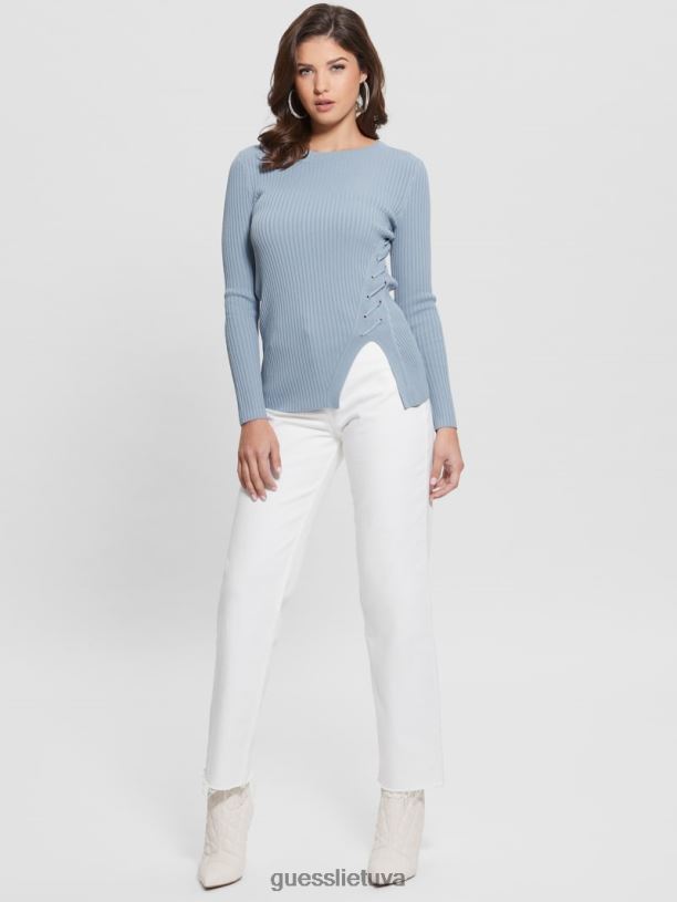 moterys GUESS 6NLN1714 drabužiai dangaus prieblanda irmine megztinis apvalia kaklelis