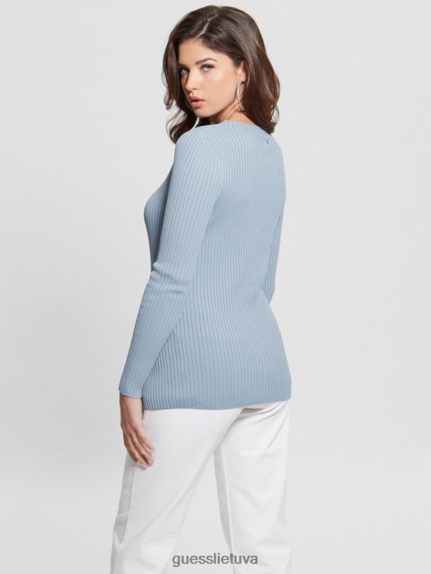 moterys GUESS 6NLN1714 drabužiai dangaus prieblanda irmine megztinis apvalia kaklelis