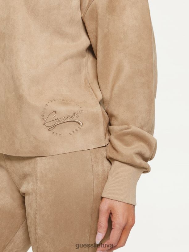 moterys GUESS 6NLN1864 drabužiai rutulinis smėlio spalvos eko zorina zomšinis gobtuvas