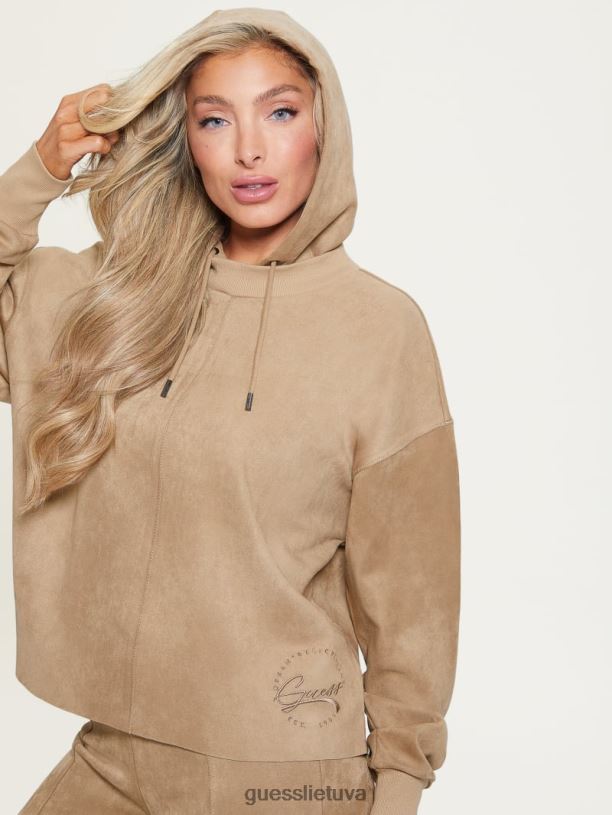 moterys GUESS 6NLN1864 drabužiai rutulinis smėlio spalvos eko zorina zomšinis gobtuvas