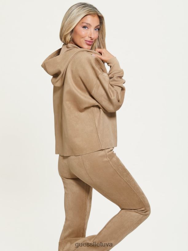 moterys GUESS 6NLN1864 drabužiai rutulinis smėlio spalvos eko zorina zomšinis gobtuvas