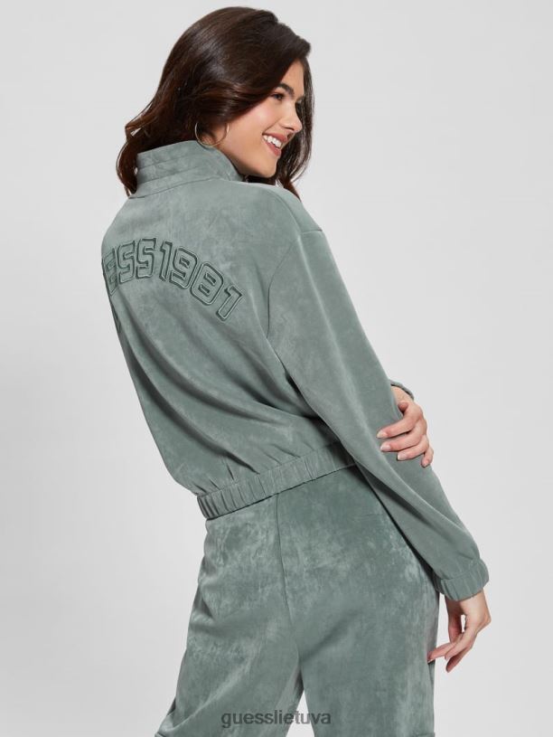 moterys GUESS 6NLN2462 drabužiai veridijos žalsvai mėlyna euphemia cargo megztinis su užtrauktuku
