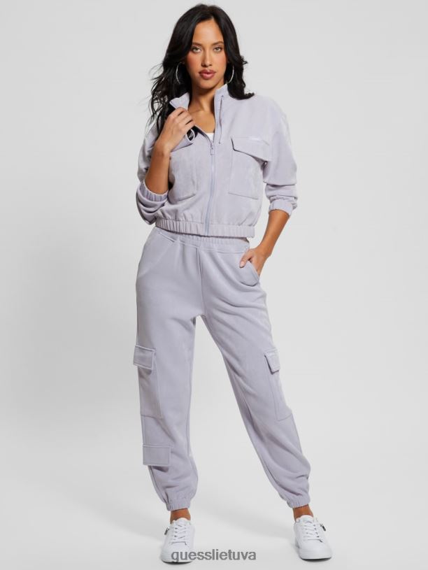 moterys GUESS 6NLN2463 drabužiai ledynas jūros mėlynas euphemia cargo megztinis su užtrauktuku