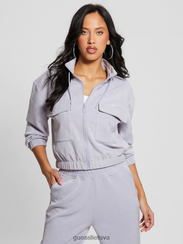 moterys GUESS 6NLN2463 drabužiai ledynas jūros mėlynas euphemia cargo megztinis su užtrauktuku