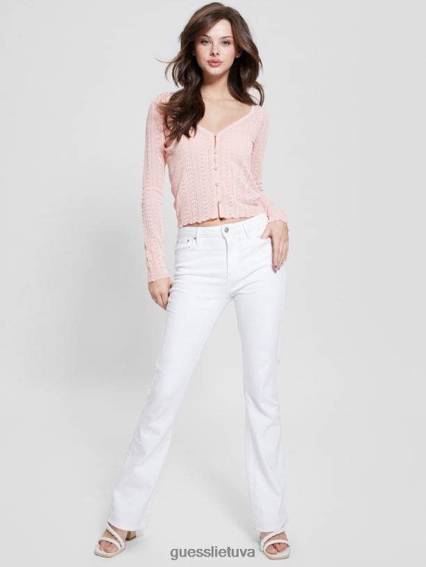 moterys GUESS 6NLN954 drabužiai žemo klavišo rožinis lureksas išvakarės megztas megztinis