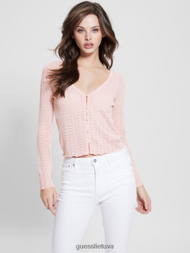 moterys GUESS 6NLN954 drabužiai žemo klavišo rožinis lureksas išvakarės megztas megztinis