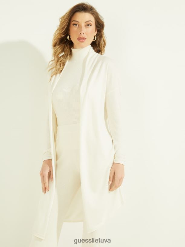 moterys GUESS 6NLN970 drabužiai grietinėlės baltumo Camille atviru priekiu megztinis