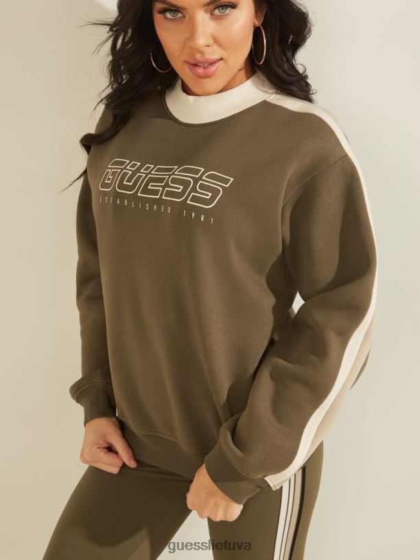 moterys GUESS 6NLN2486 drabužiai žalia valgykla brendžio megztinis