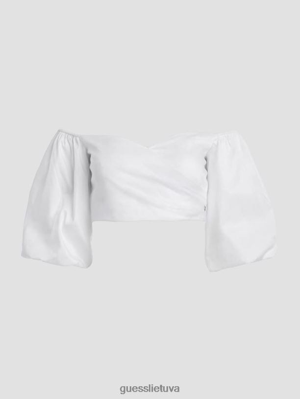 moterys GUESS 6NLN1048 drabužiai visiškai baltas birželio palaidinė pūstomis rankovėmis