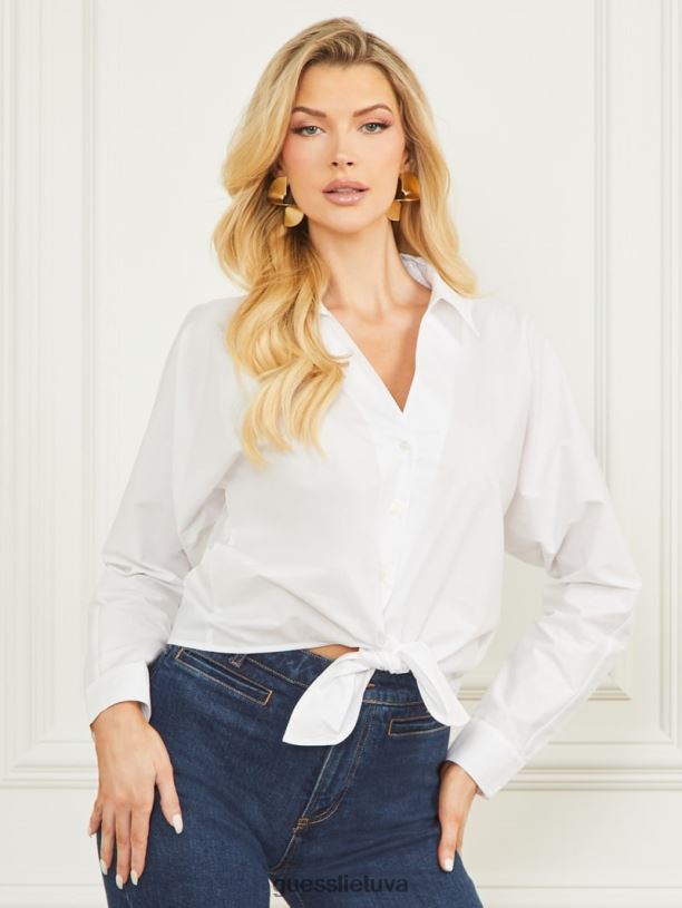 moterys GUESS 6NLN1114 drabužiai blanc pur tiffany poplino palaidinė