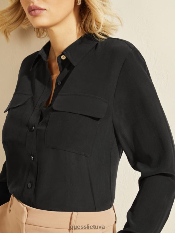 moterys GUESS 6NLN1162 drabužiai juodas essence palaidinė