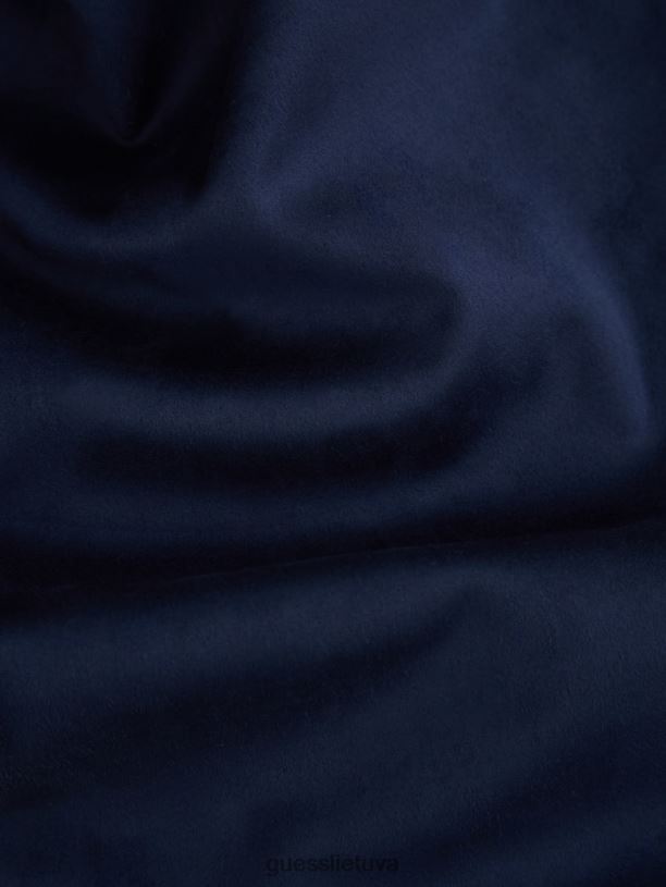 moterys GUESS 6NLN1195 drabužiai pajuodęs mėlynas marškinėliai iš dirbtinės zomšos vakarietiški marškiniai