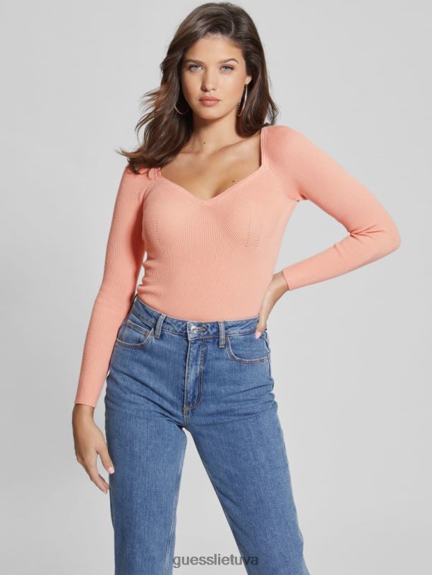moterys GUESS 6NLN1313 drabužiai miltelių rožė eco sweetheart soneto megztinis