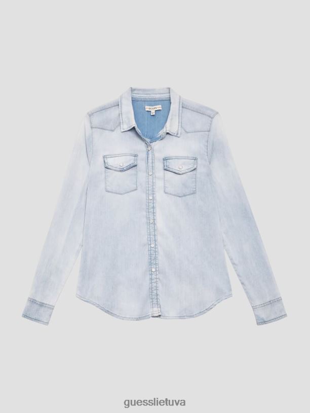 moterys GUESS 6NLN132 drabužiai daydream mėlynas prausiklis ekologiniai riley džinsiniai marškiniai