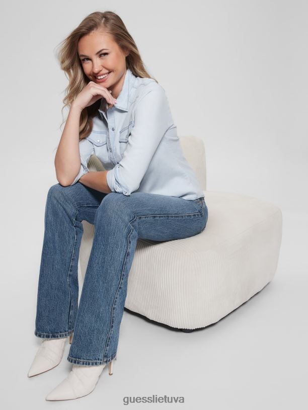 moterys GUESS 6NLN132 drabužiai daydream mėlynas prausiklis ekologiniai riley džinsiniai marškiniai