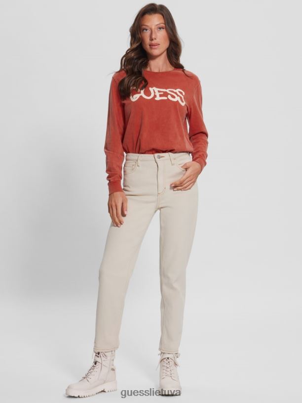 moterys GUESS 6NLN1400 drabužiai liepsnojanti raudona marškinėliai su balionu
