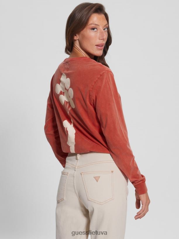 moterys GUESS 6NLN1400 drabužiai liepsnojanti raudona marškinėliai su balionu