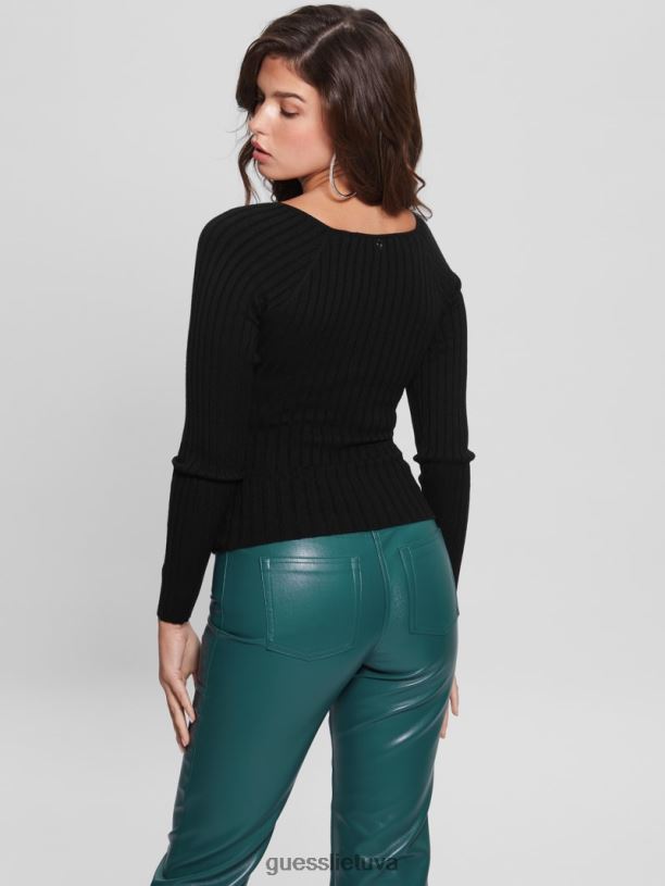 moterys GUESS 6NLN1510 drabužiai juodas eko sabine megztinis