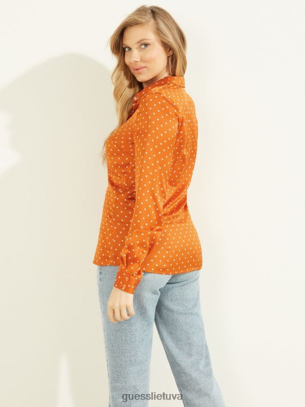 moterys GUESS 6NLN1520 drabužiai „Dotmania“ žalvarinis derinys eko holly taškuoti marškiniai