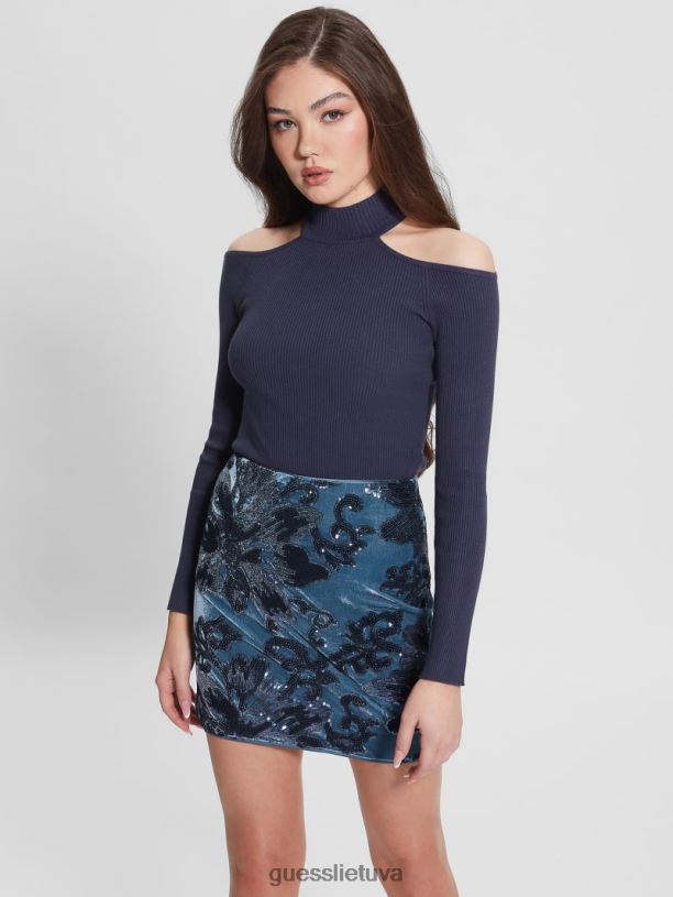 moterys GUESS 6NLN1522 drabužiai pajuodęs mėlynas multi eko milly šaltų pečių bodžiukas