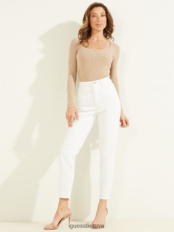 moterys GUESS 6NLN1558 drabužiai lengvas romas eco karlee ilgomis rankovėmis henley