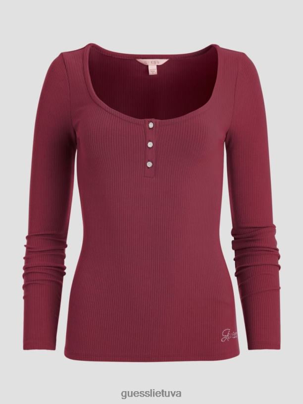 moterys GUESS 6NLN1606 drabužiai tragiškas akmuo eco karlee ilgomis rankovėmis henley