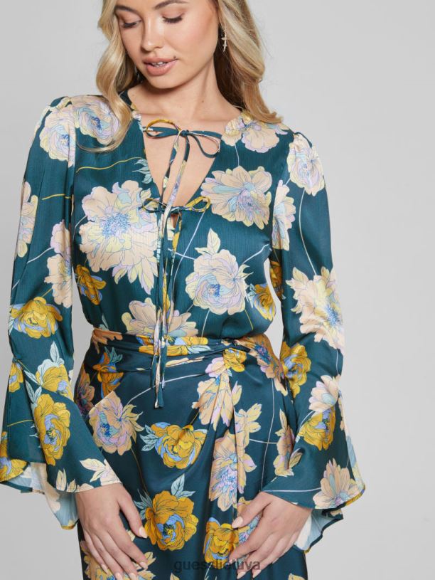 moterys GUESS 6NLN1654 drabužiai ateities gėlių raštas mėlynas eko faiza viršus