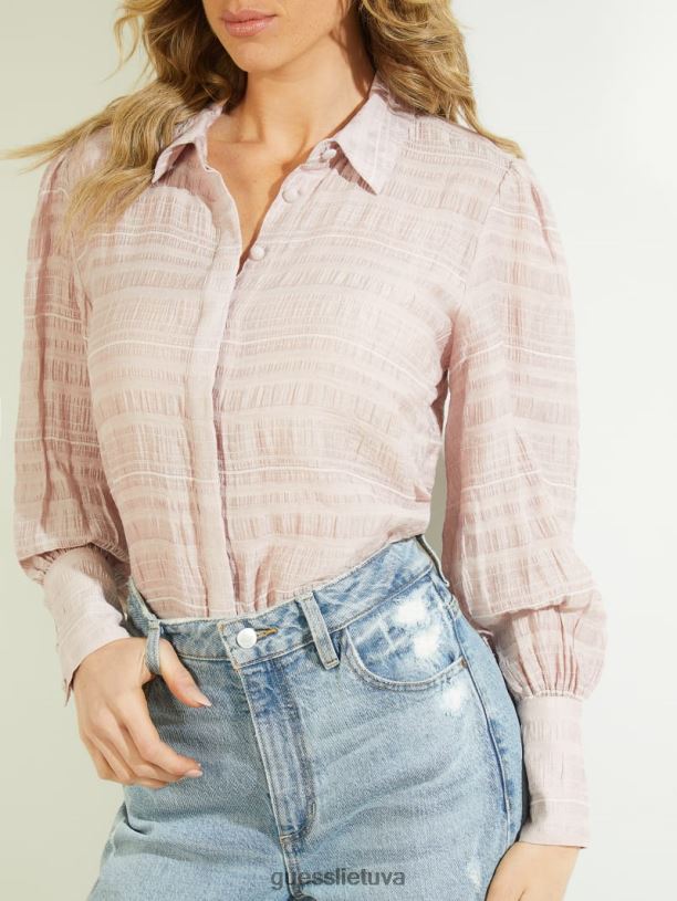 moterys GUESS 6NLN1660 drabužiai plytų rožė multi rav crinkle top