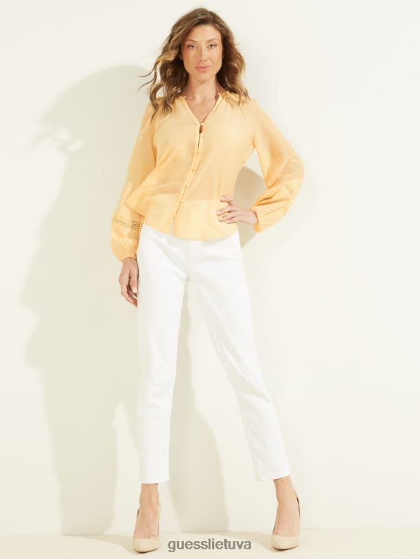 moterys GUESS 6NLN1662 drabužiai šiek tiek persikų multi Ryan Voile viršus