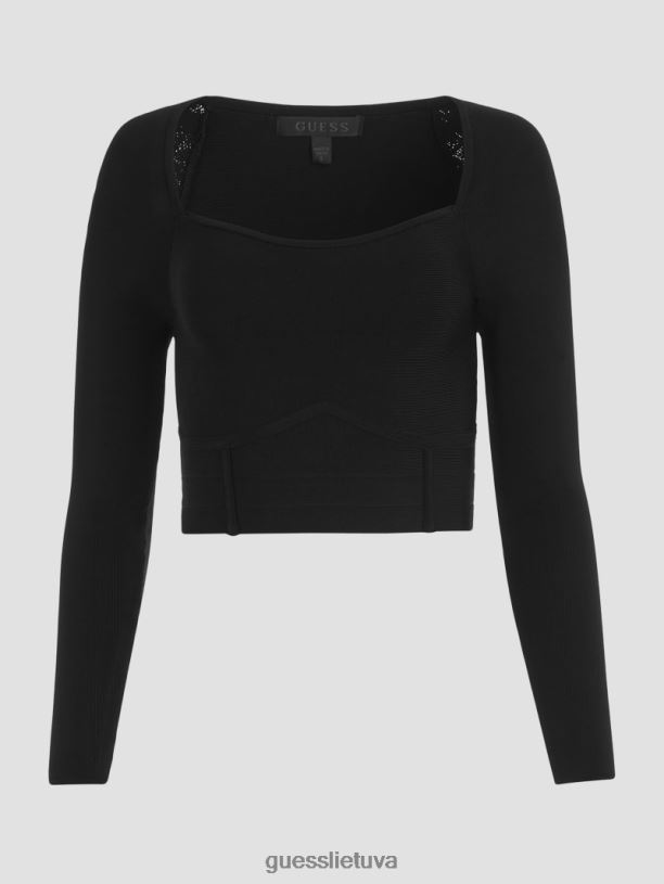 moterys GUESS 6NLN1676 drabužiai juodas zaylee mirage top