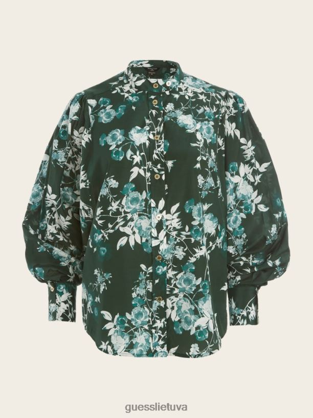 moterys GUESS 6NLN1706 drabužiai žiedlapių poza šenilinė žalia žiedlapių poza yvonne palaidinė