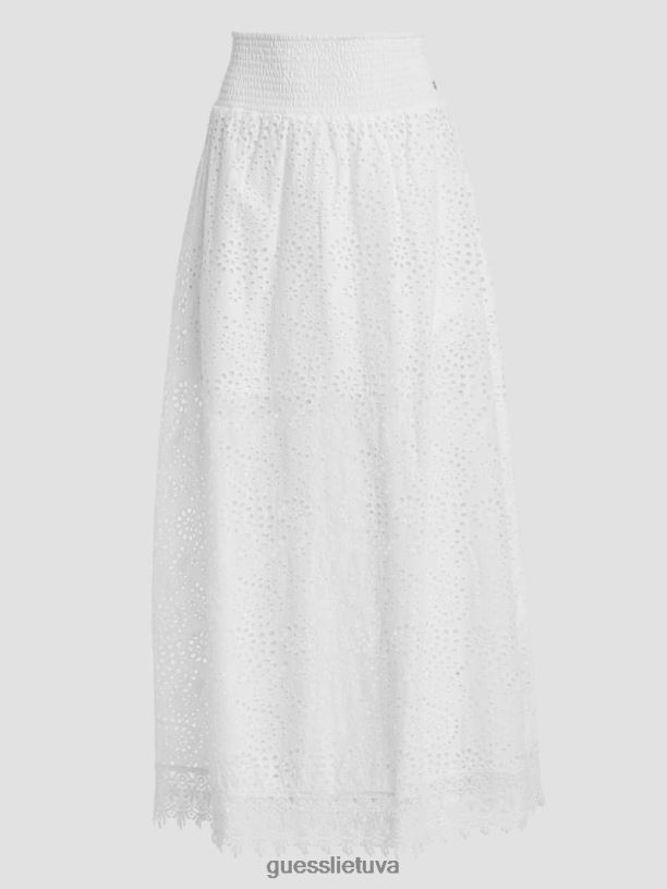 moterys GUESS 6NLN1996 drabužiai visiškai baltas Sangallo rafa ilgas sijonas
