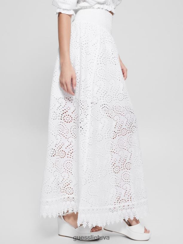 moterys GUESS 6NLN1996 drabužiai visiškai baltas Sangallo rafa ilgas sijonas