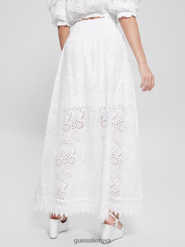 moterys GUESS 6NLN1996 drabužiai visiškai baltas Sangallo rafa ilgas sijonas
