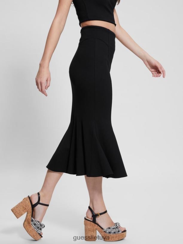 moterys GUESS 6NLN2022 drabužiai juodas ilgas sijonas