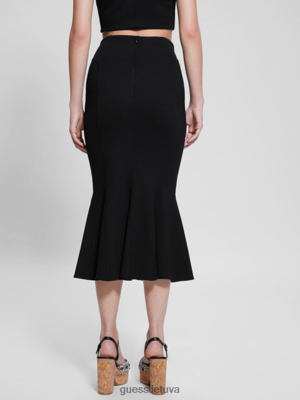 moterys GUESS 6NLN2022 drabužiai juodas ilgas sijonas