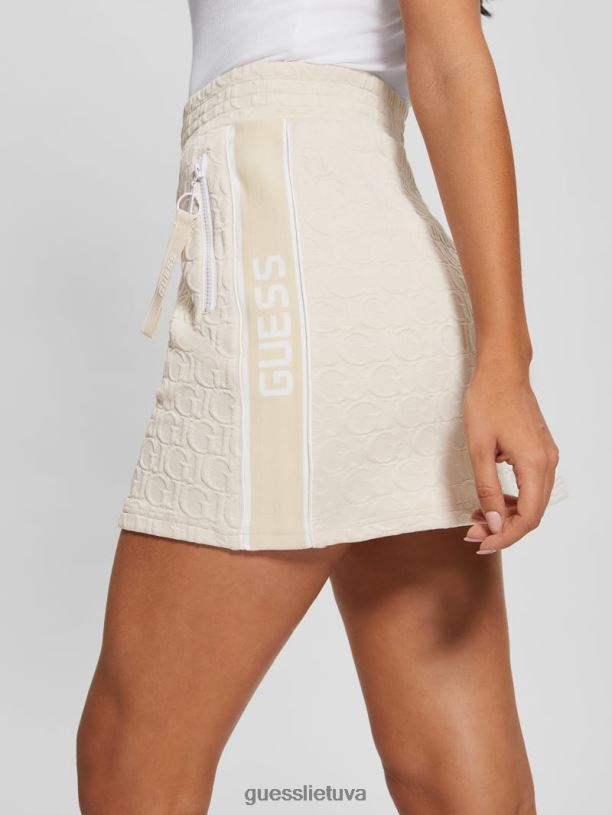 moterys GUESS 6NLN2075 drabužiai gj smėlio spalvos žakardas Darla mini žakardo sijonas