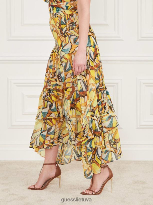 moterys GUESS 6NLN2099 drabužiai auksinio sparno atspaudas sijonas