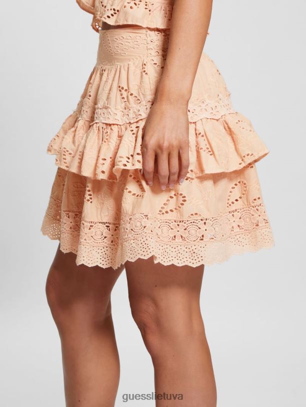 moterys GUESS 6NLN2272 drabužiai persikų kremas arielle sijonas su akutėmis