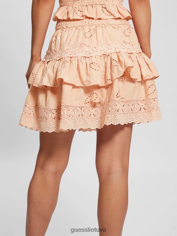 moterys GUESS 6NLN2272 drabužiai persikų kremas arielle sijonas su akutėmis