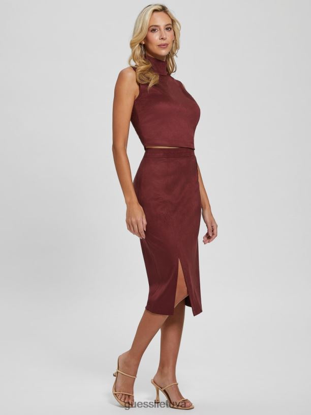 moterys GUESS 6NLN2331 drabužiai mistinis vynas mirabelle dirbtinės zomšos sijonas