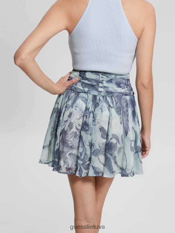 moterys GUESS 6NLN2417 drabužiai porcelianinis gėlių raštas bl eko aman gėlėtas sijonas