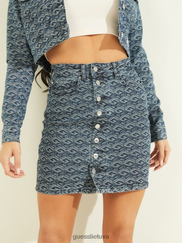 moterys GUESS 6NLN242 drabužiai kubo plovimas kubo midi sijonas