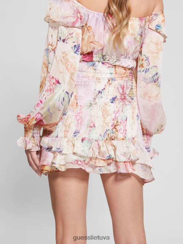 moterys GUESS 6NLN2438 drabužiai skaitmeninis gobeleno spaudinys pi eko azura sijonas