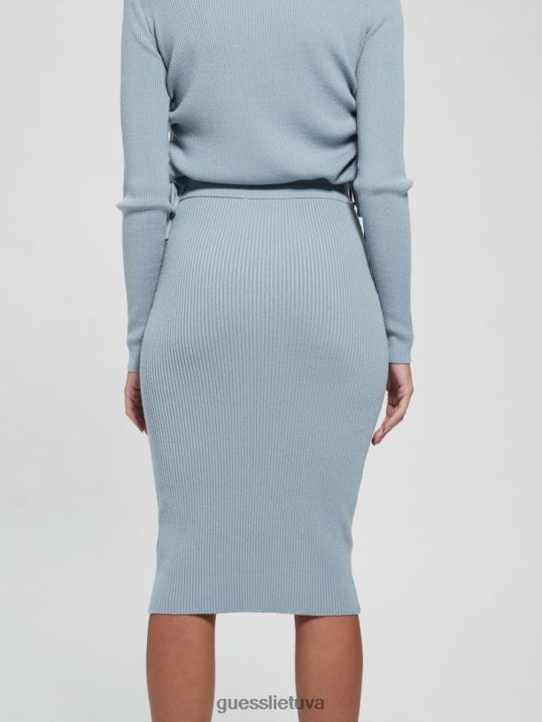 moterys GUESS 6NLN2450 drabužiai dangaus prieblanda ekologinis claire megztinis sijonas