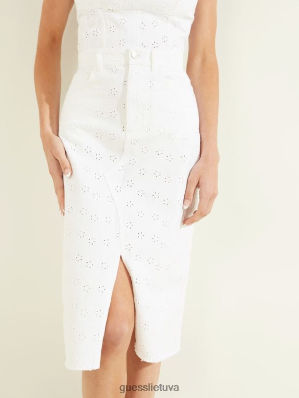 moterys GUESS 6NLN248 drabužiai Florida balta emerson džinsinis sijonas