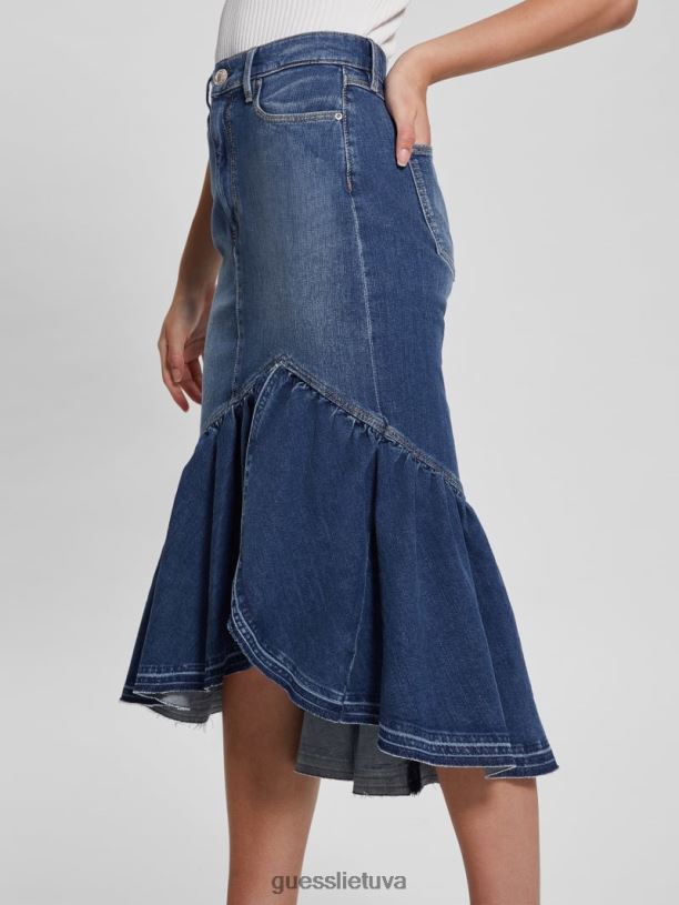 moterys GUESS 6NLN42 drabužiai enlinghtment tamsus ekologinis marinella džinsinis sijonas