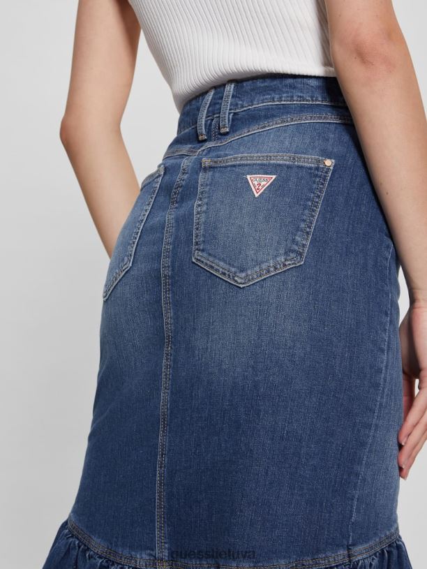 moterys GUESS 6NLN42 drabužiai enlinghtment tamsus ekologinis marinella džinsinis sijonas