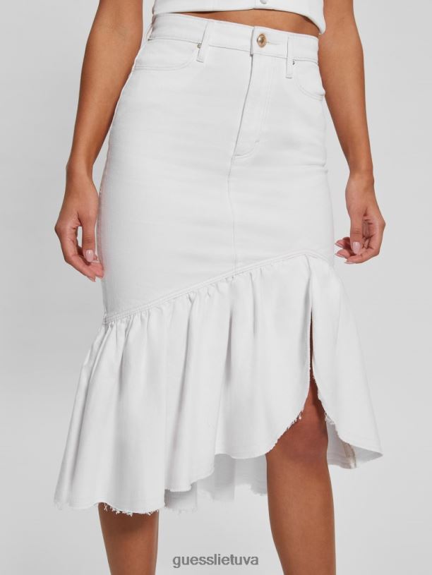 moterys GUESS 6NLN43 drabužiai lelija balta marinella džinsinio pieštuko sijonas