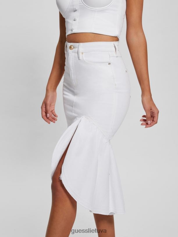 moterys GUESS 6NLN43 drabužiai lelija balta marinella džinsinio pieštuko sijonas